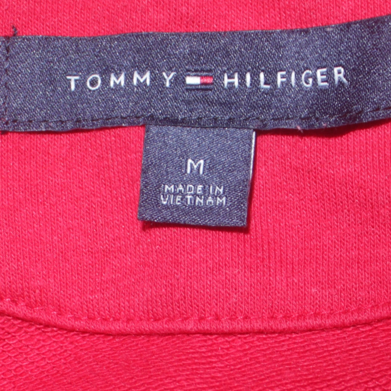 Tommy Hilfiger Womens Red 1/2 Zip Sweatshirt M Cotton Logo Trim