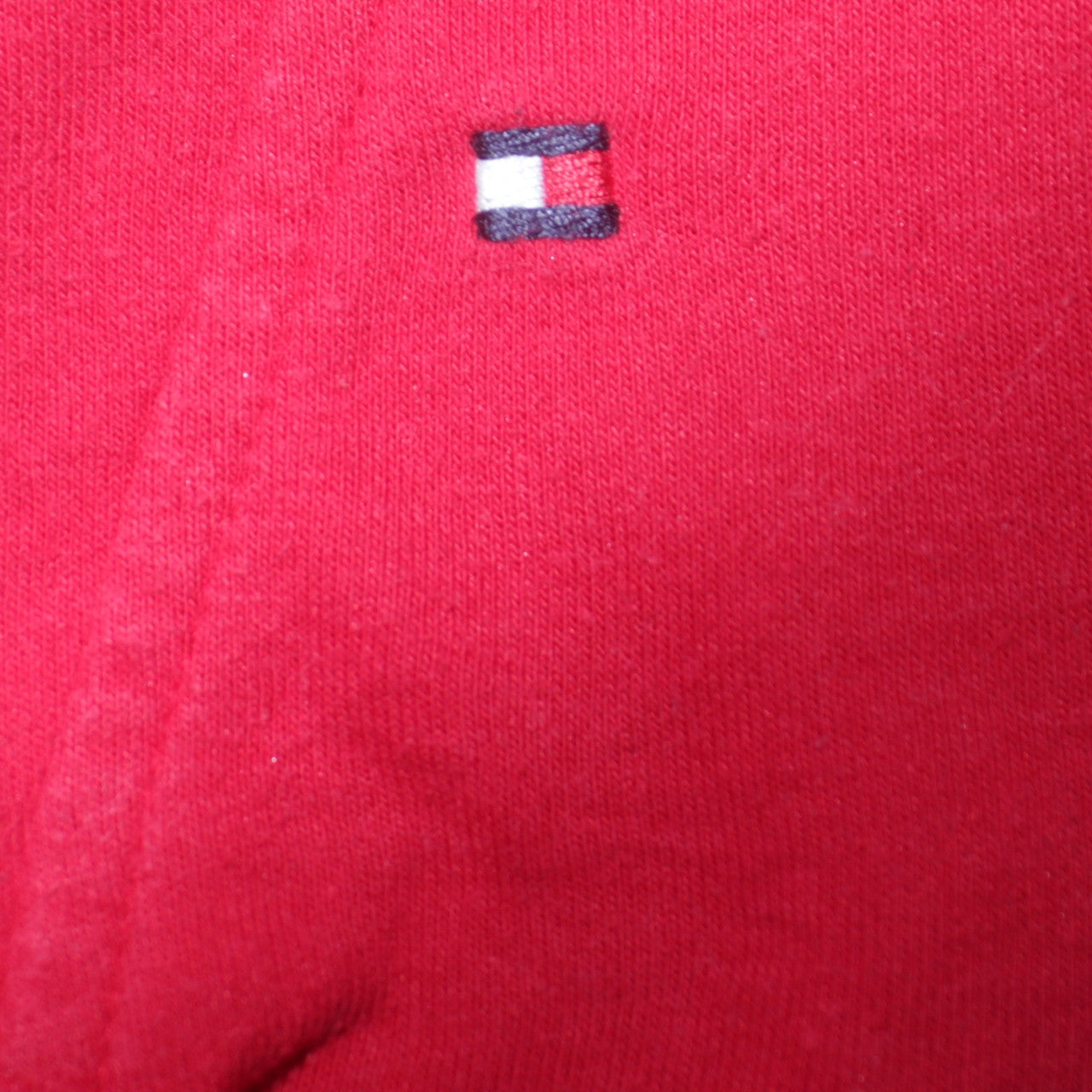 Tommy Hilfiger Womens Red 1/2 Zip Sweatshirt M Cotton Logo Trim