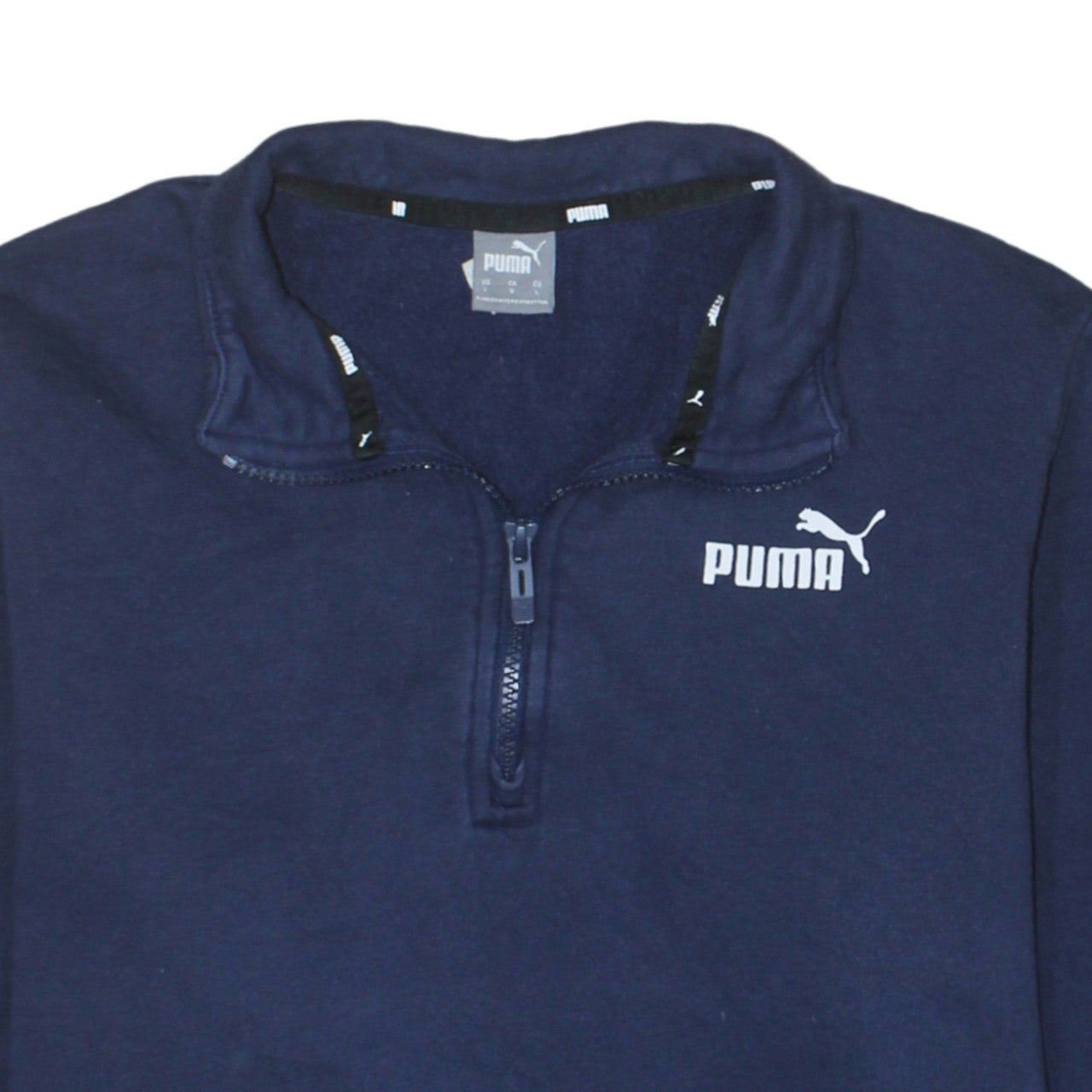 Puma Womens Navy 1/2 Zip Sweatshirt L Fleece Pullover