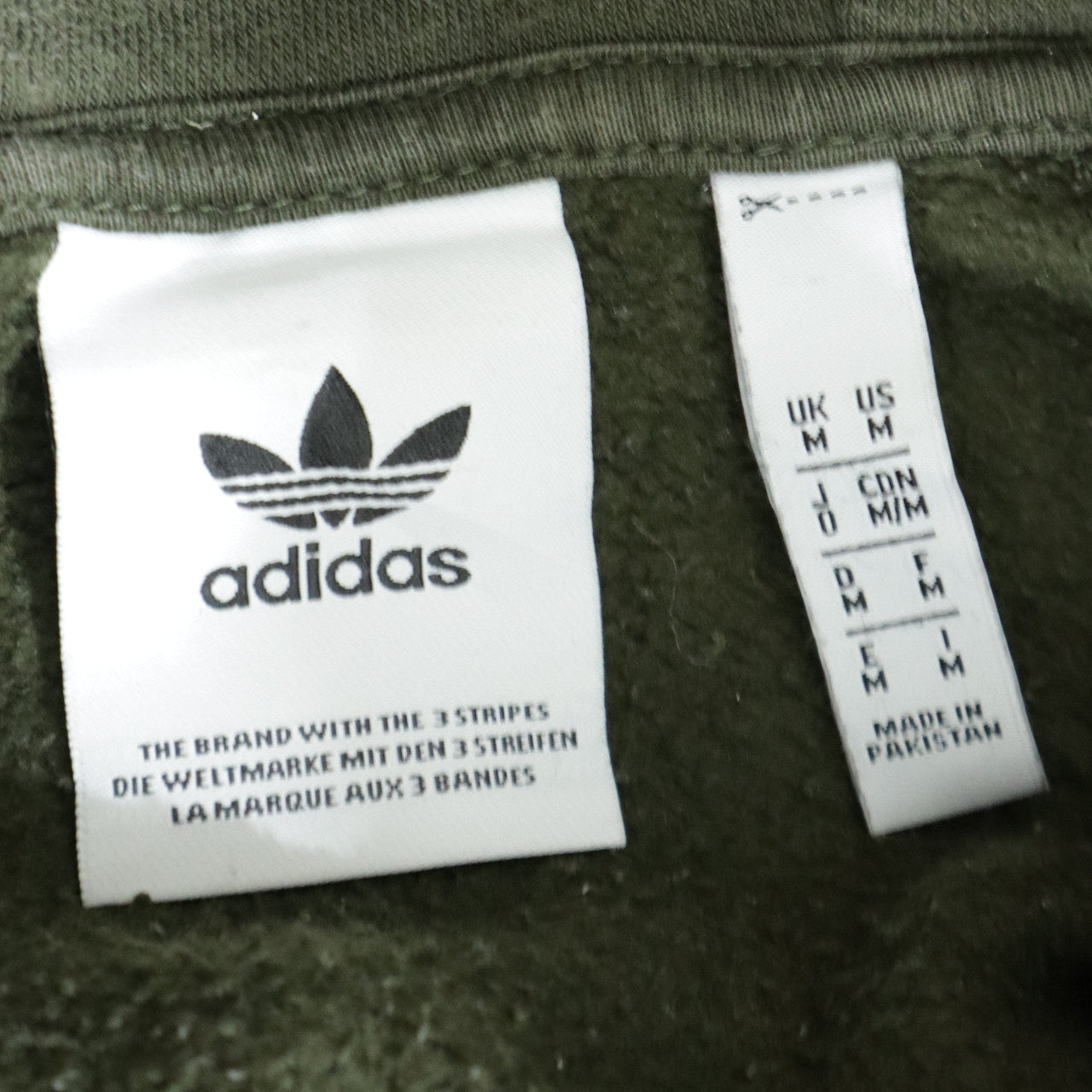 adidas Men's Green Full Zip Hoodie Size M with Logo and Stripes