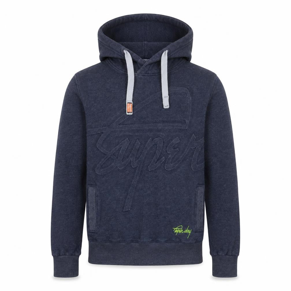 Superdry Men's Blue Pullover Hoodie Size S Regular Fit Logo Fleece