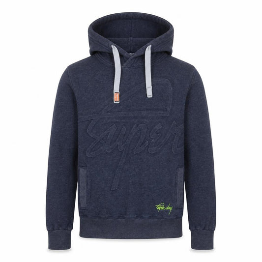 Superdry Men's Blue Pullover Hoodie Size S Regular Fit Logo Fleece