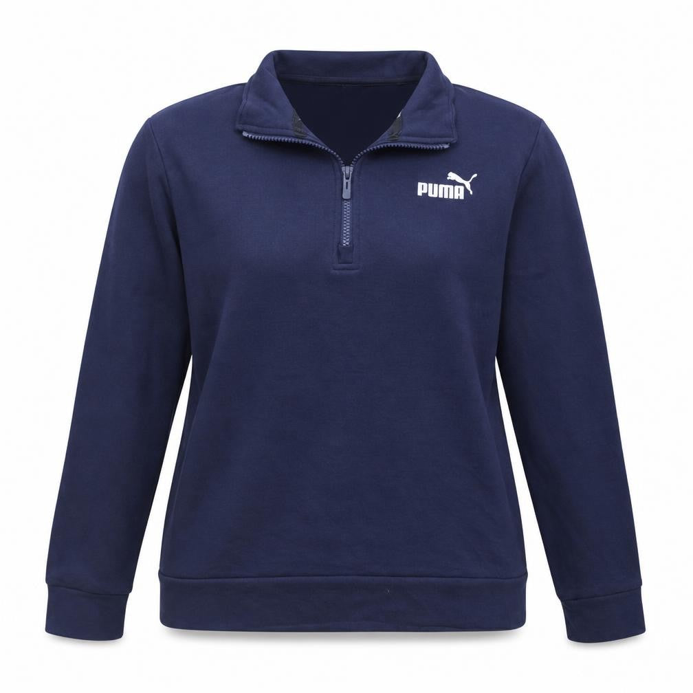 Puma Womens Navy 1/4 Zip Sweatshirt XL Cotton Blend Casual