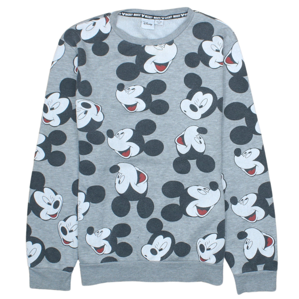 Disney Women Grey Mickey Mouse Print Pullover Sweatshirt Size S