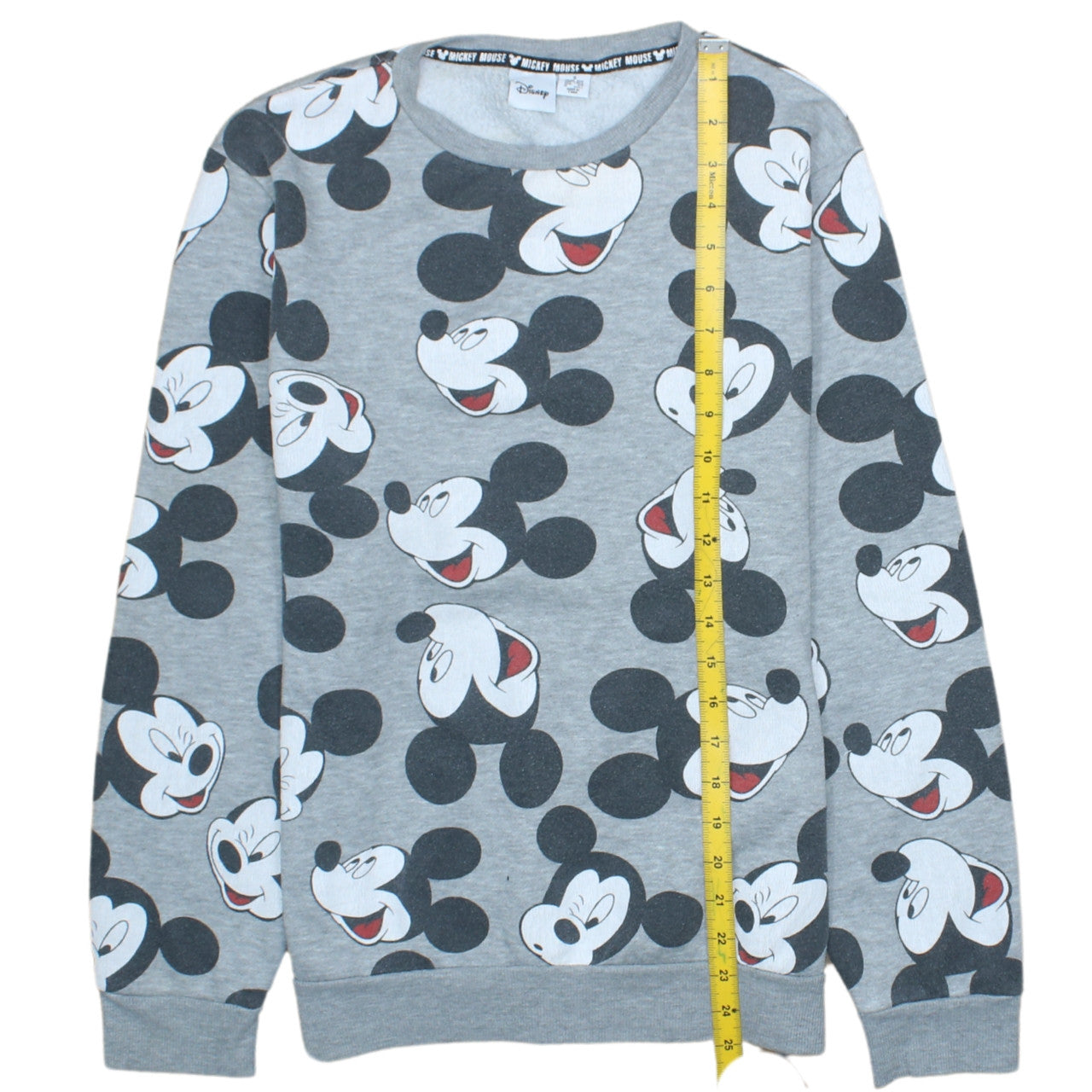 Disney Women Grey Mickey Mouse Print Pullover Sweatshirt Size S