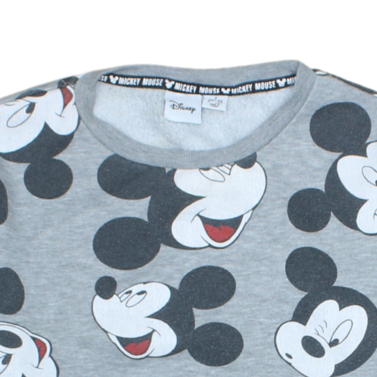 Disney Women Grey Mickey Mouse Print Pullover Sweatshirt Size S