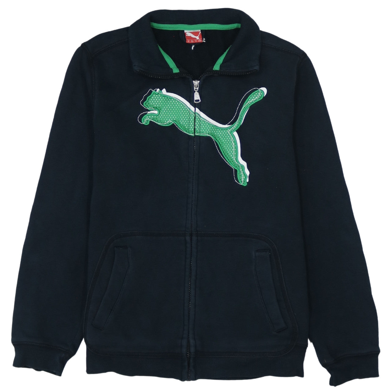 Puma Boys Black Track Jacket Size 14 Years Full Zip Fleece Activewear