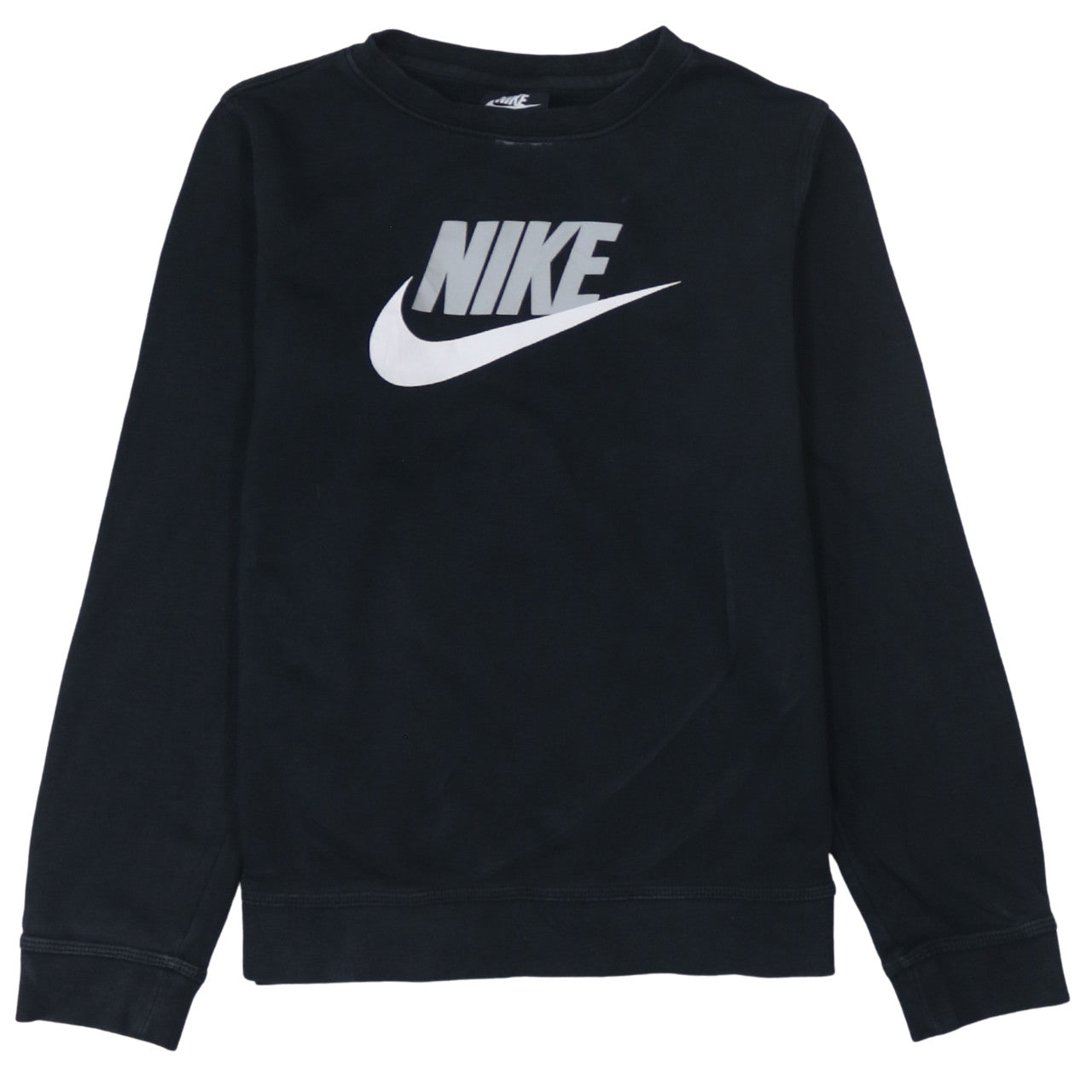Nike Boys Black XL Crew Neck Pullover Sweatshirt with Logo Print