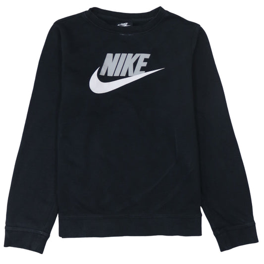 Nike Boys Black XL Crew Neck Pullover Sweatshirt with Logo Print