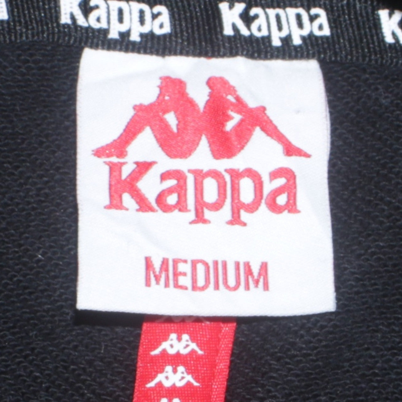 Kappa Men's Black Medium Pullover Hoodie with Logo Tape Detail