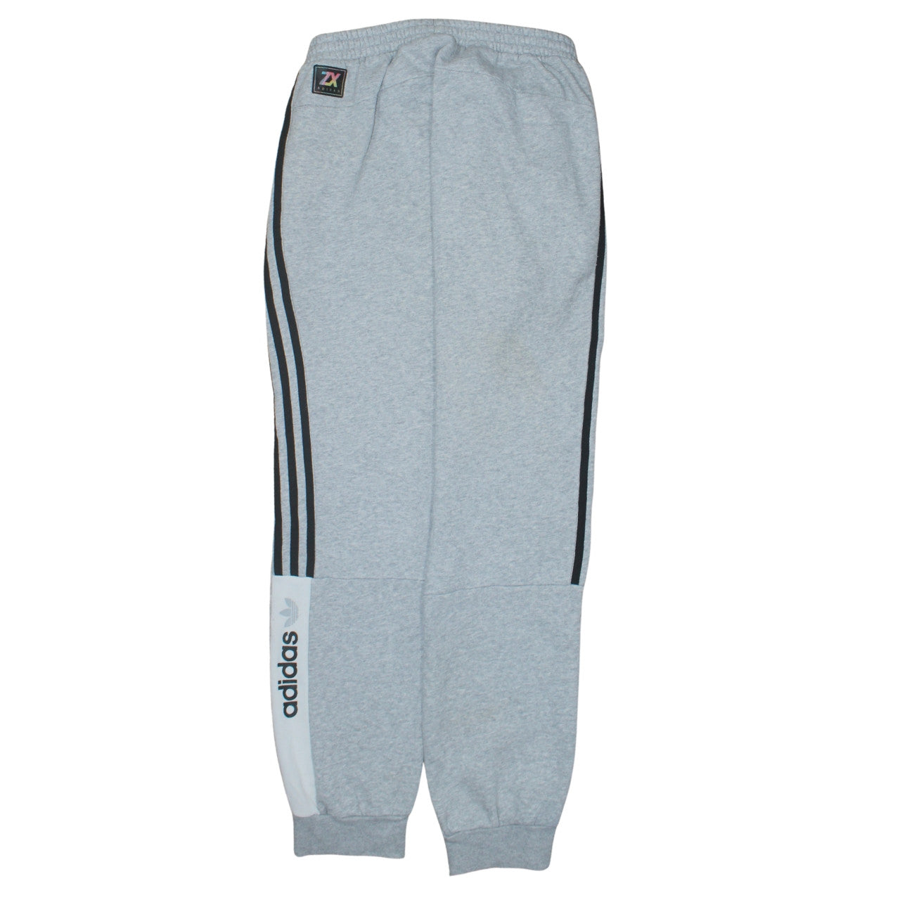 Adidas Mens Grey Sweatpants M Regular Fit Side Stripe Fleece Joggers