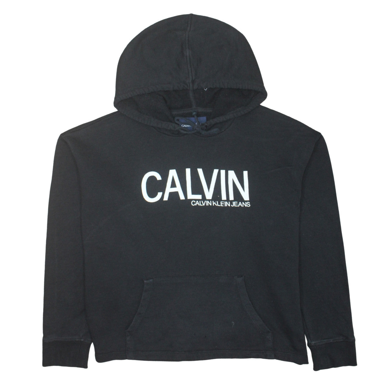 Calvin Klein Jeans Women's Black Pullover Hoodie L Logo Cotton Casual