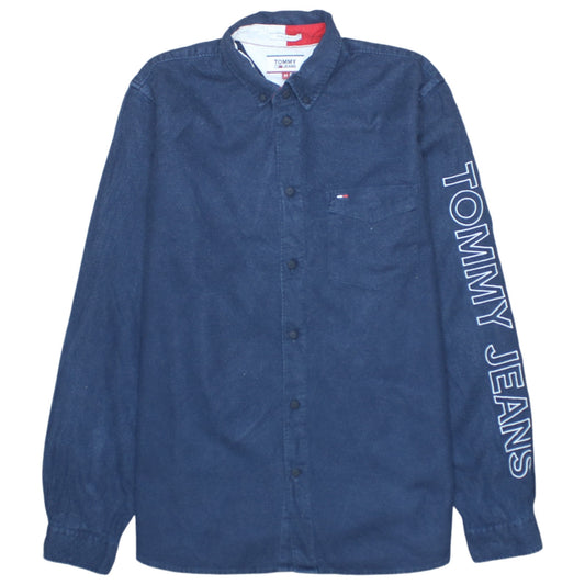 Tommy Jeans Men's Blue Button-Up Long Sleeve Denim Shirt M
