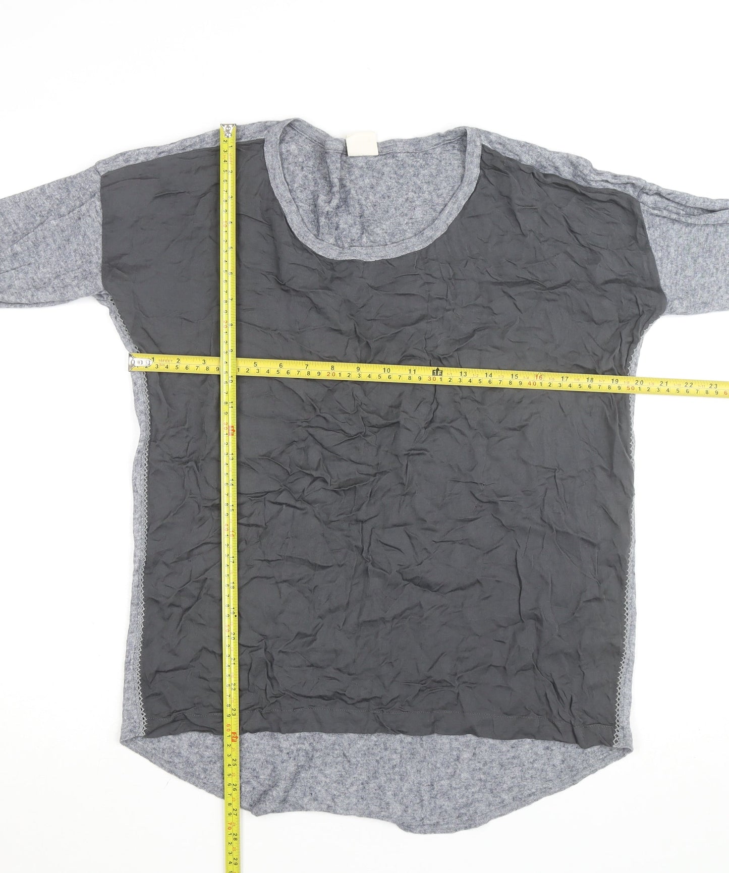 Yaya Men's Grey Long Sleeve Casual Top Large Cotton Blend