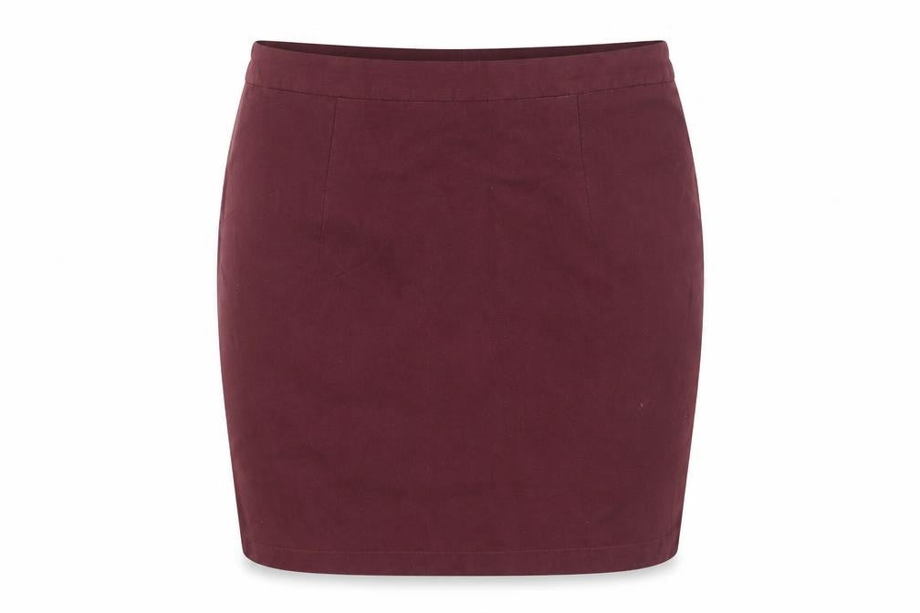 Boohoo Women Red Cotton Stretch Pencil Mini Skirt Size 8