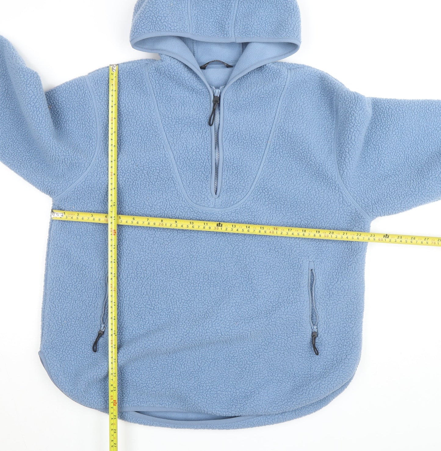 Dunnes Men's Blue Fleece Hooded Half Zip Active Jacket Size M