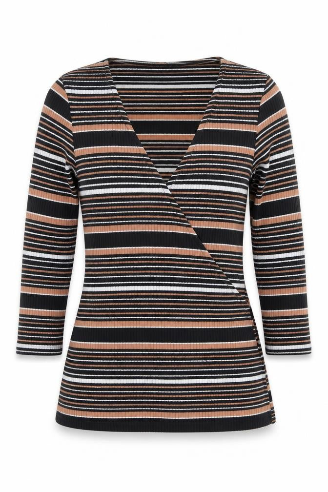 Dorothy Perkins Women's Multicoloured Stripe Wrap Top UK 10