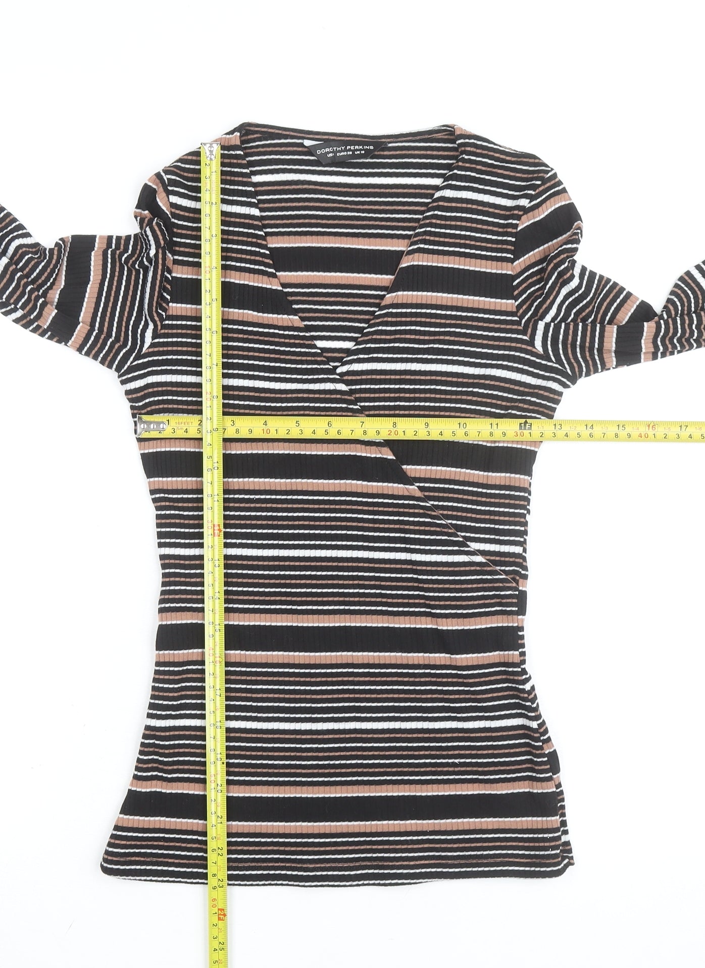 Dorothy Perkins Women's Multicoloured Stripe Wrap Top UK 10
