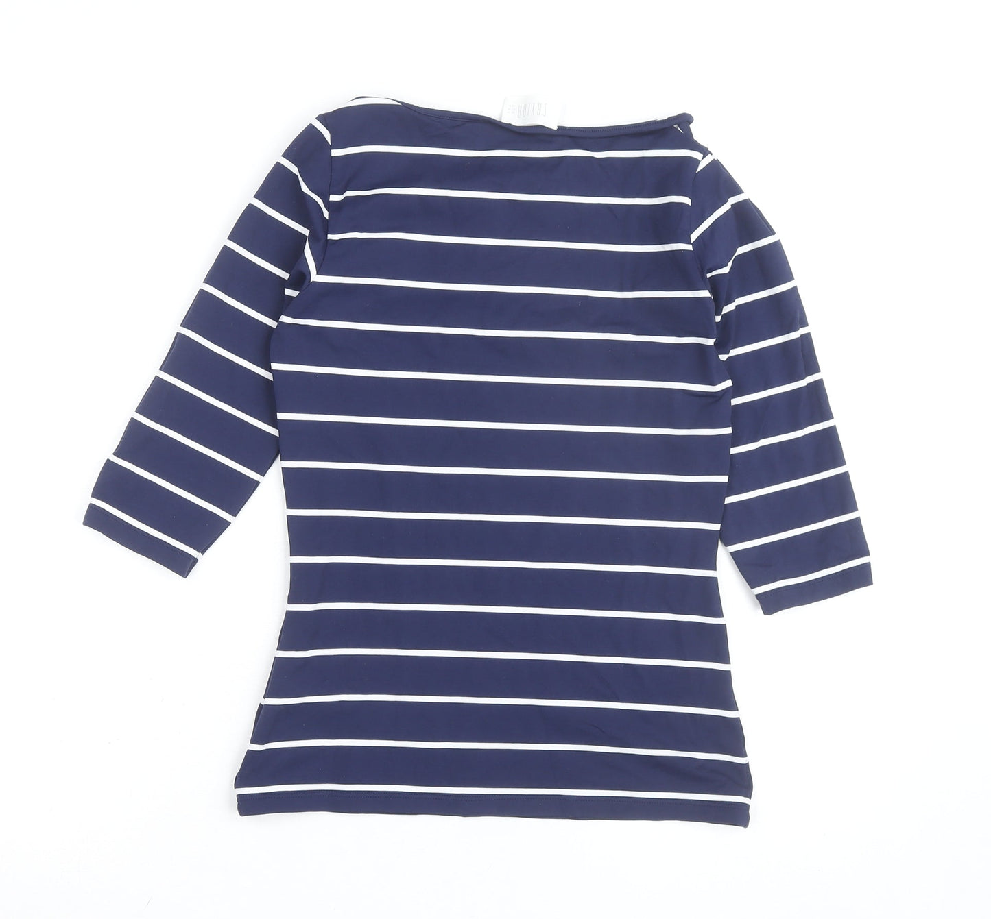 Savida Women Blue Striped 3/4 Sleeve Boat Neck Top Size 10