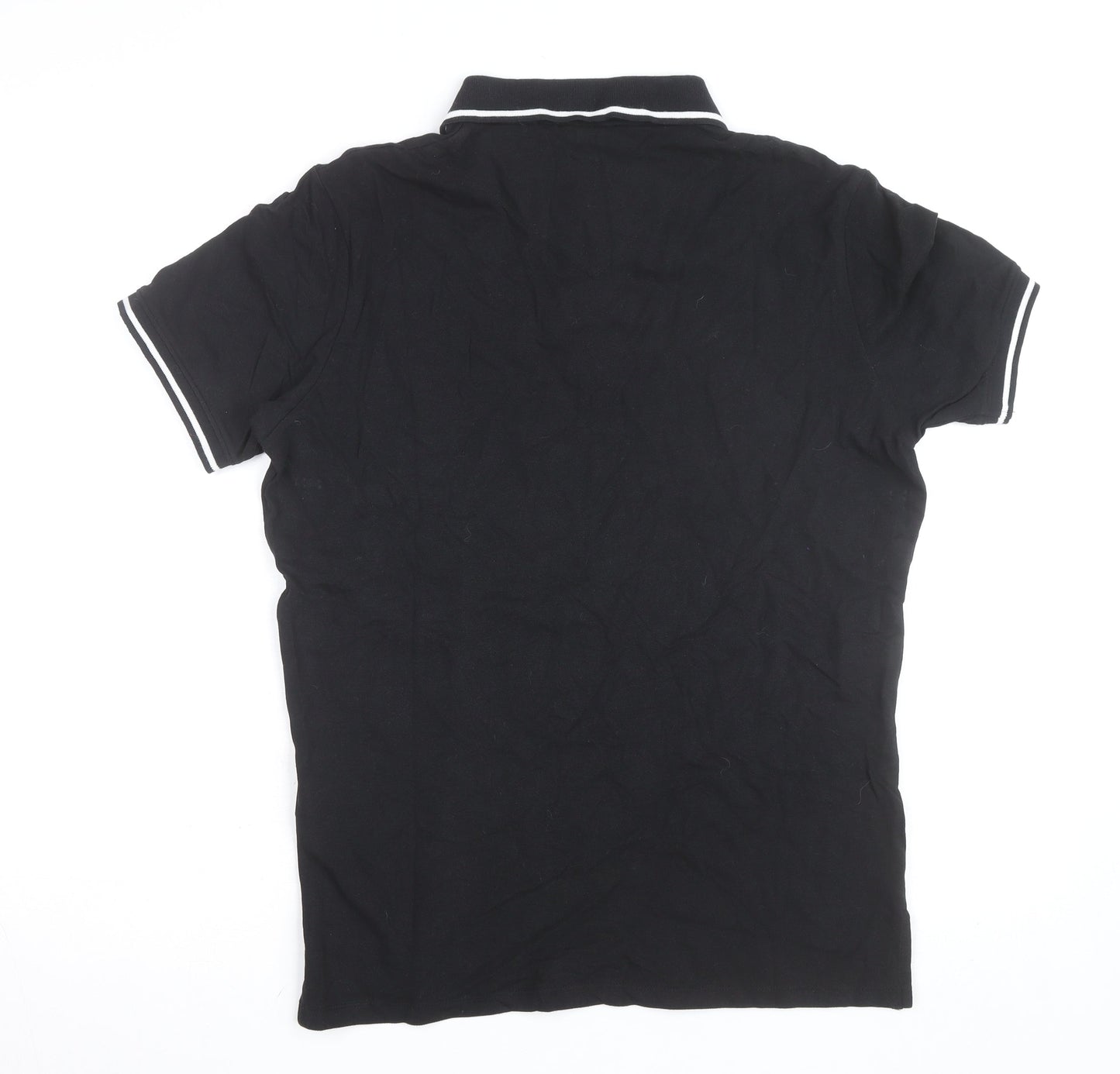 Just Cavalli Men's Black Polo Shirt Size L Cotton Stretch Designer