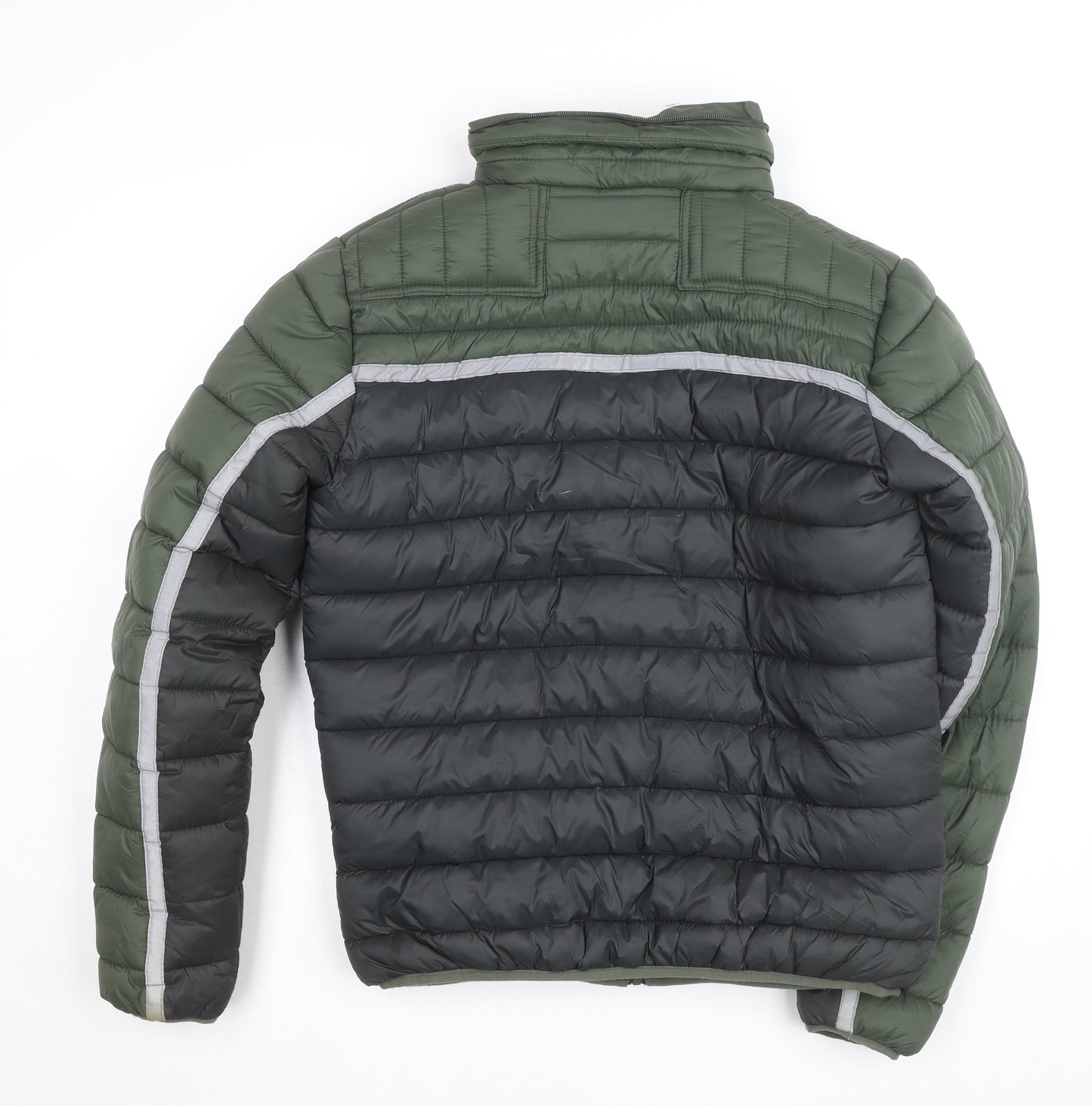 Crosshatch Men’s Green Black Puffer Jacket Size L Regular Fit