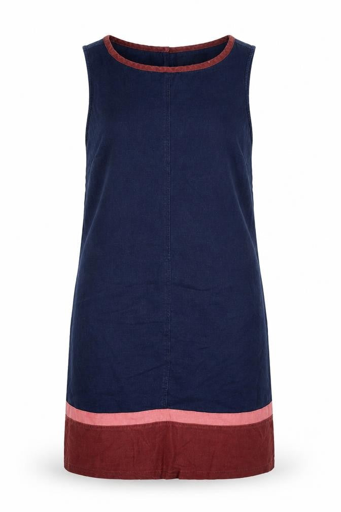 Next Women Blue Linen Sleeveless Shift Dress Size 8