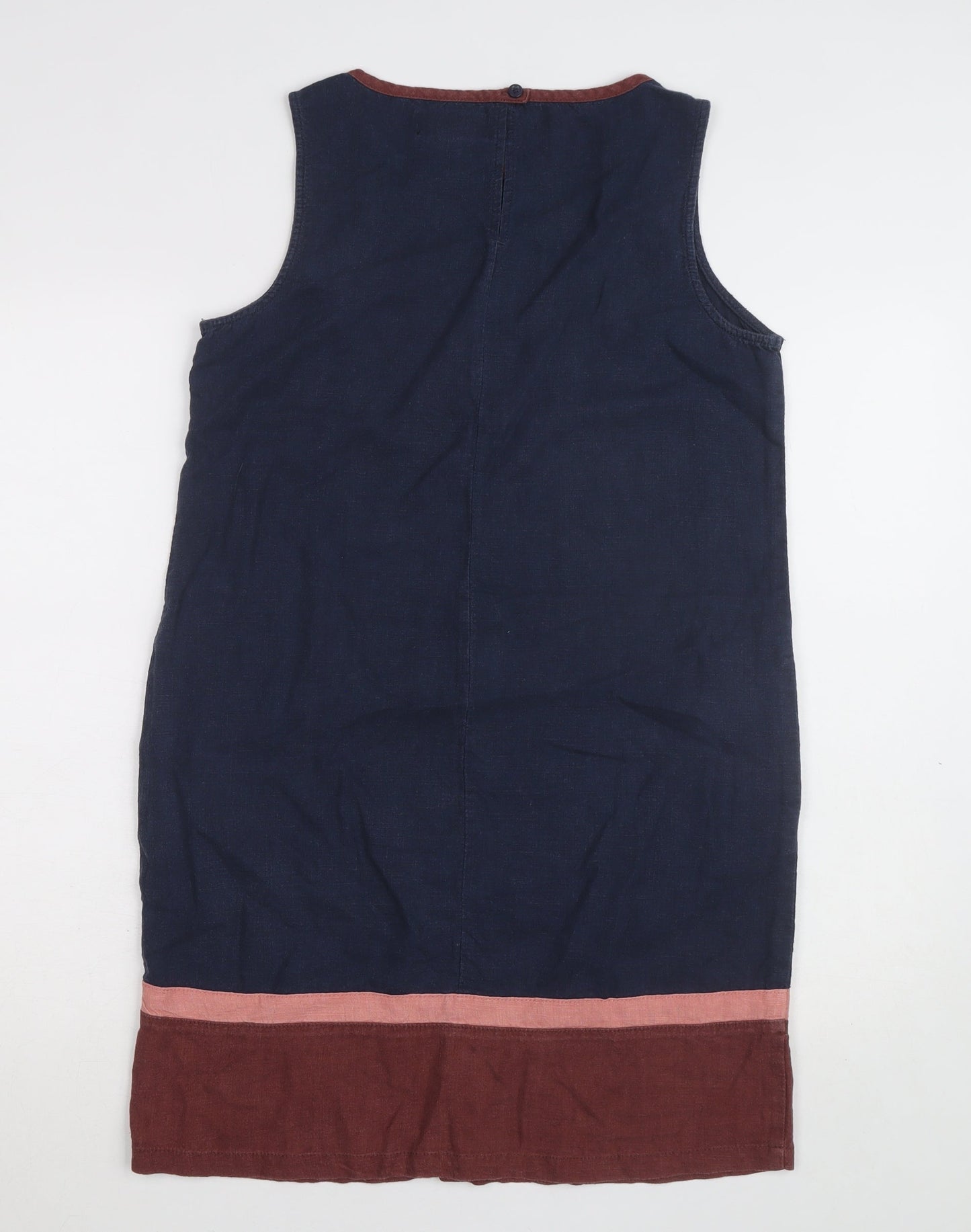 Next Women Blue Linen Sleeveless Shift Dress Size 8