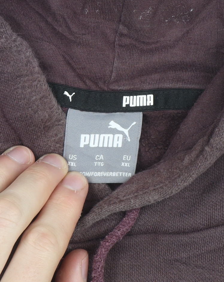 Puma Men's Brown 2XL Pullover Hoodie with Logo Print