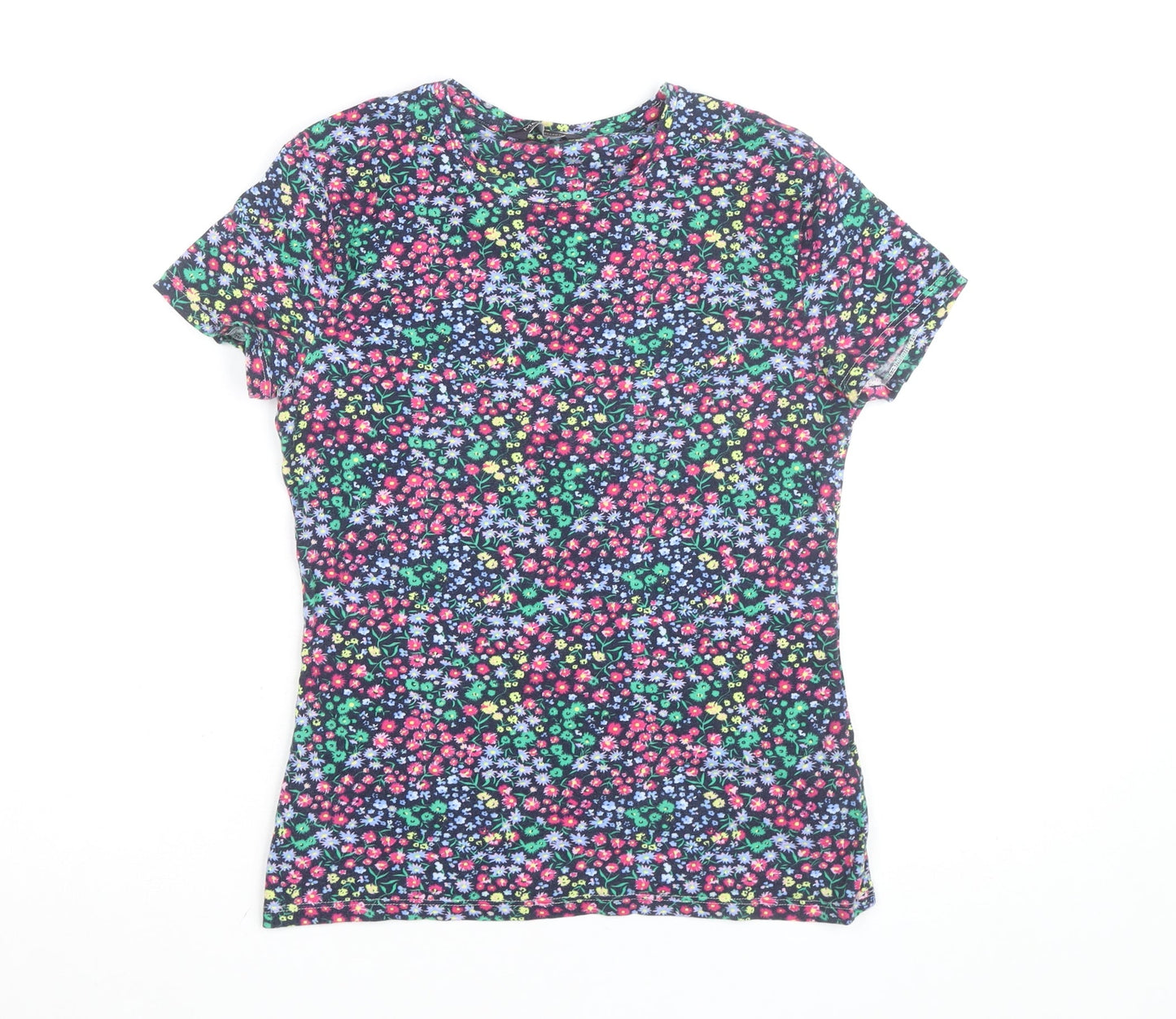 Marks and Spencer Women's Multicoloured Floral Cotton Stretch T-Shirt Size 10