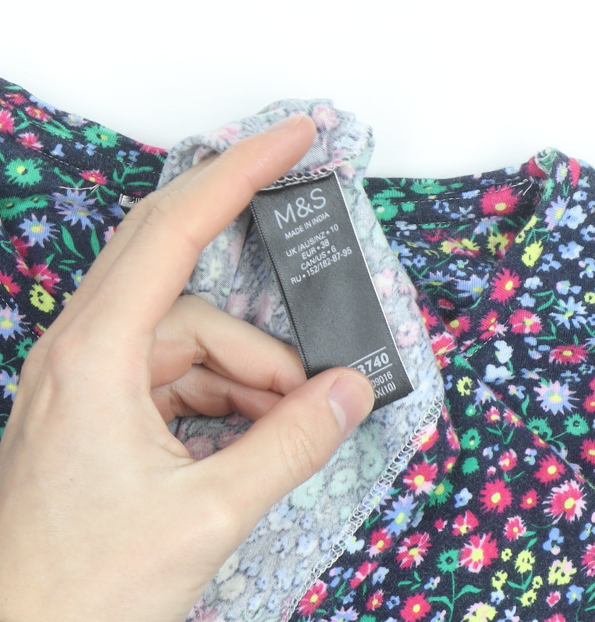 Marks and Spencer Women's Multicoloured Floral Cotton Stretch T-Shirt Size 10