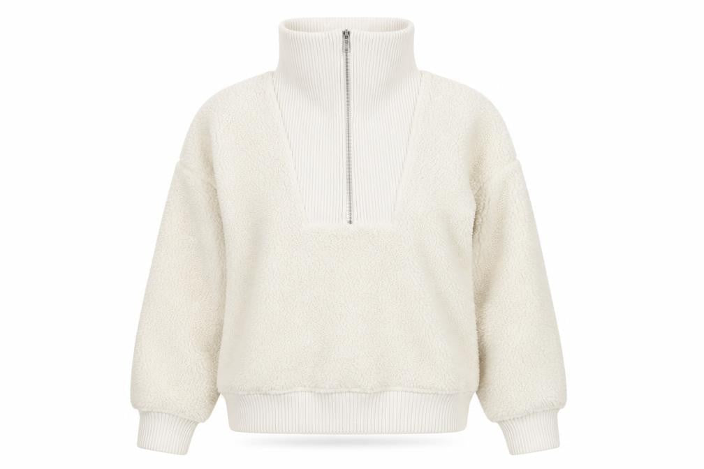 Marks & Spencer Womens Ivory Fleece 1/2 Zip High Neck Jumper M