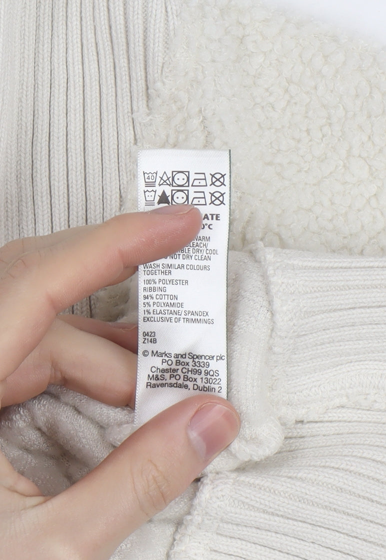 Marks and Spencer Womens Ivory Fleece 1/2 Zip High Neck Jumper M