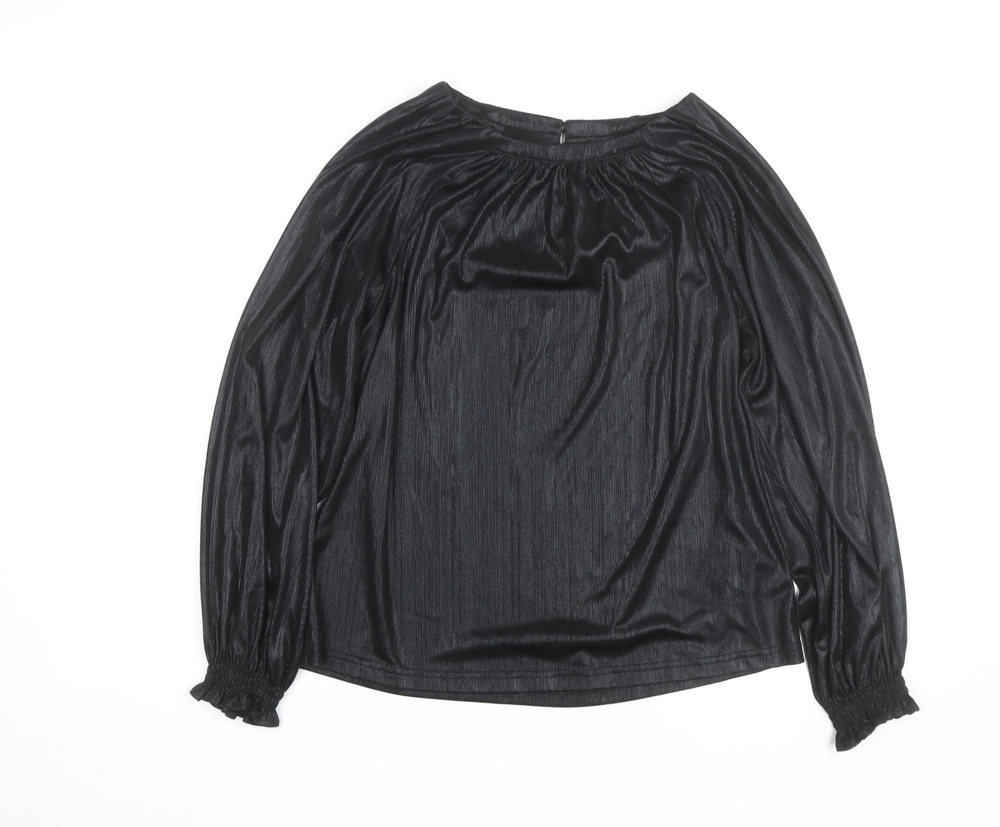 Gallery Women's Black Long Sleeve Tunic Blouse UK 12