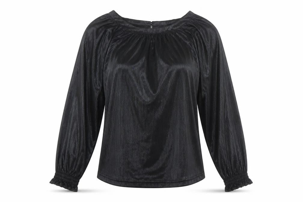 Gallery Women's Black Long Sleeve Tunic Blouse UK 12