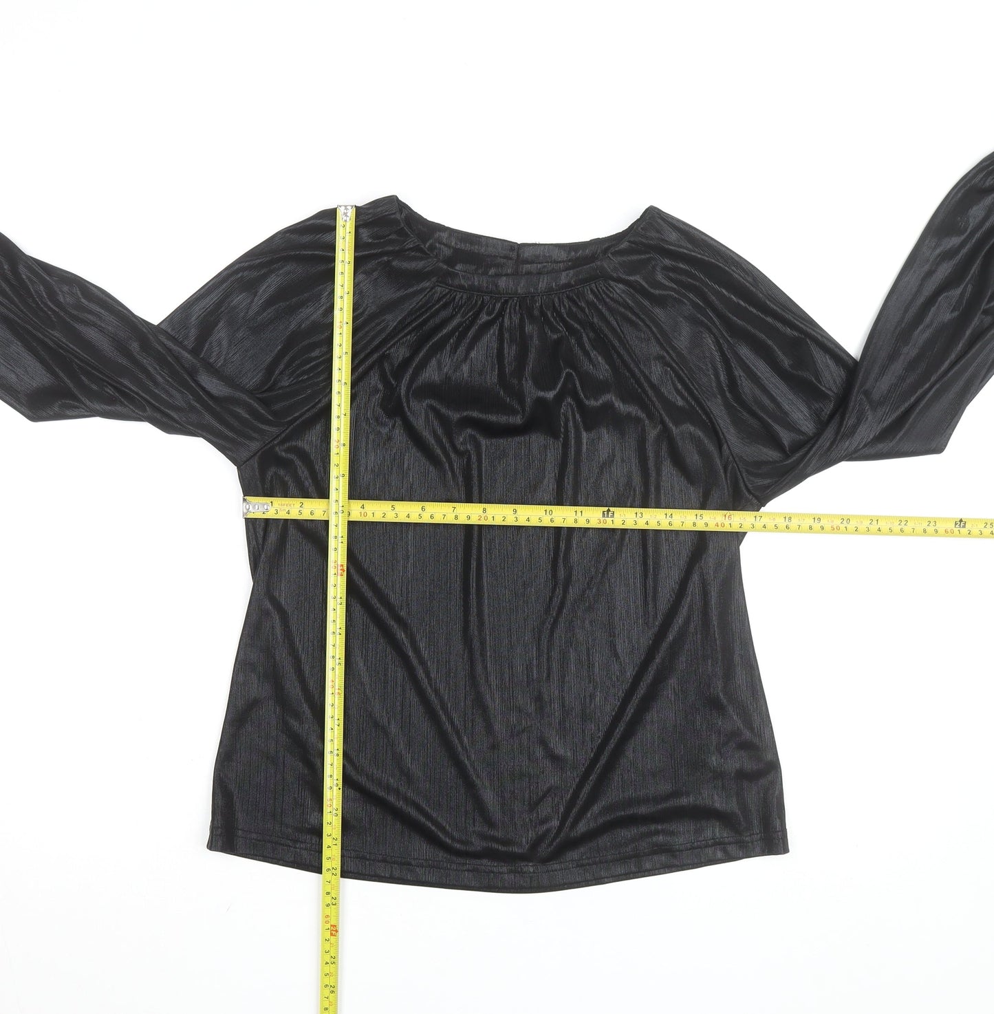 Gallery Women's Black Long Sleeve Tunic Blouse UK 12