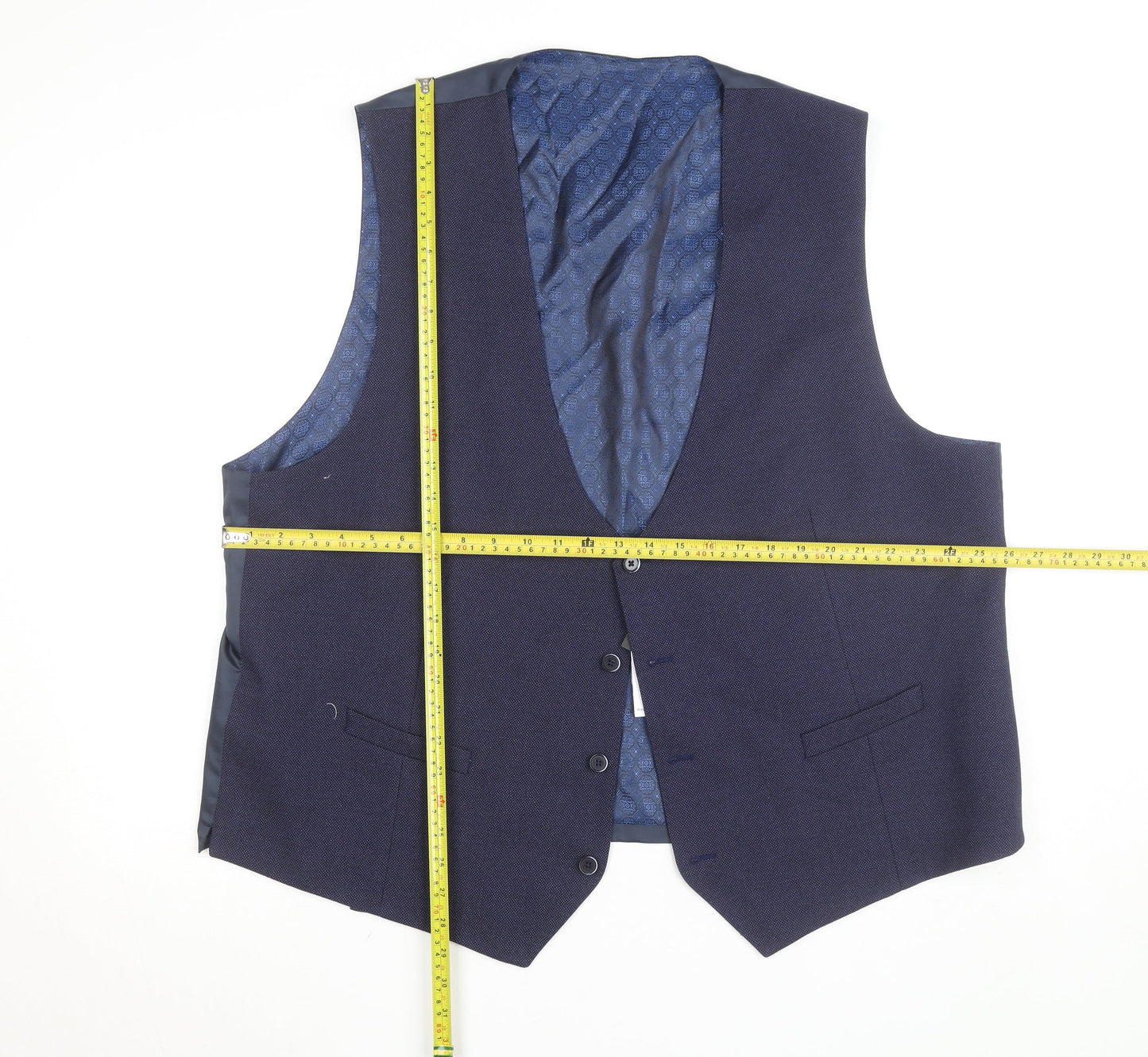 White Label Men's Blue Wool Blend Slim Waistcoat Size 50R