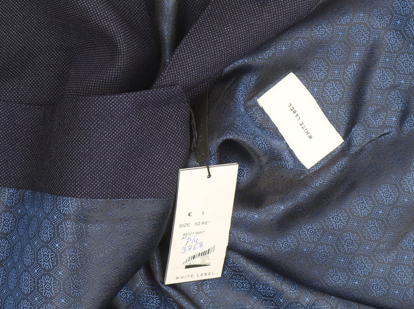 White Label Men's Blue Wool Blend Slim Waistcoat Size 50R