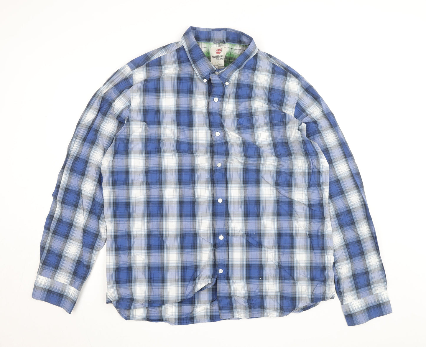 Timberland Men’s Blue Plaid Regular Fit Long Sleeve Cotton Shirt 2XL