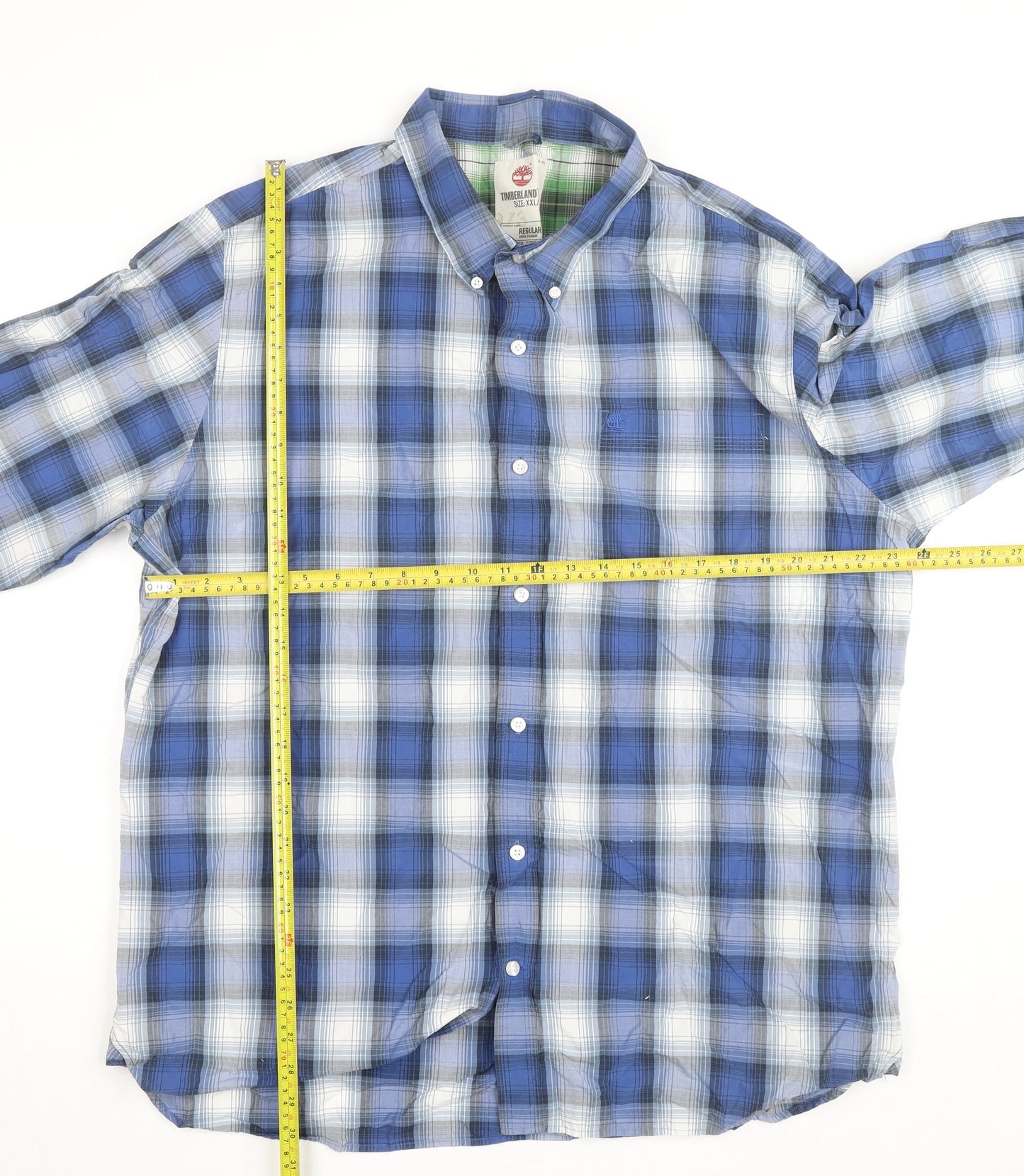 Timberland Men’s Blue Plaid Regular Fit Long Sleeve Cotton Shirt 2XL
