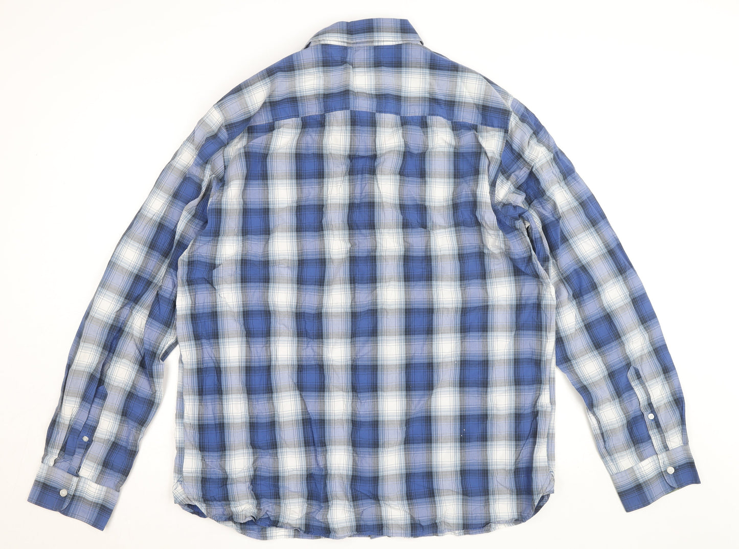 Timberland Men’s Blue Plaid Regular Fit Long Sleeve Cotton Shirt 2XL