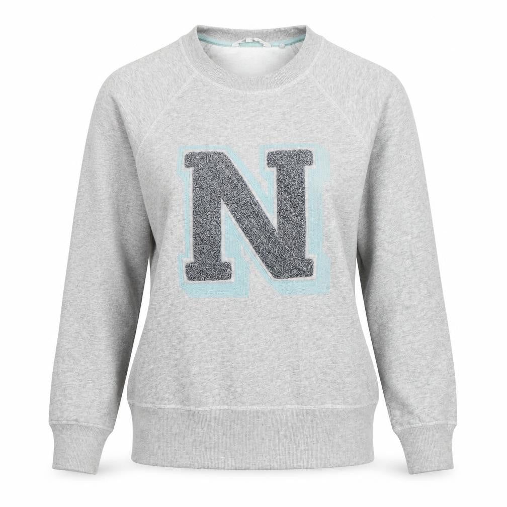 Next Women Grey Pullover Sweatshirt M Letter N Logo Casual Soft Cotton Blend