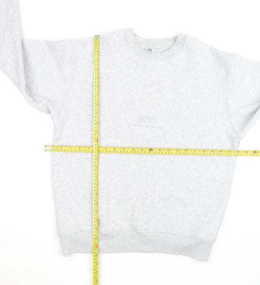 Zara Women Grey Crew Neck Pullover Sweatshirt Size L