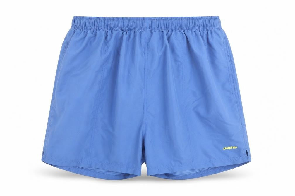 Front view of Dolphin Men's Blue 2XL Swim Shorts Elastic Waist Quick Dry