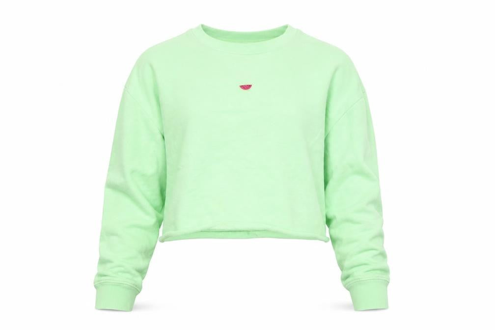 Topshop Petite Green Cotton Crew Neck Long Sleeve Pullover Jumper Size 6