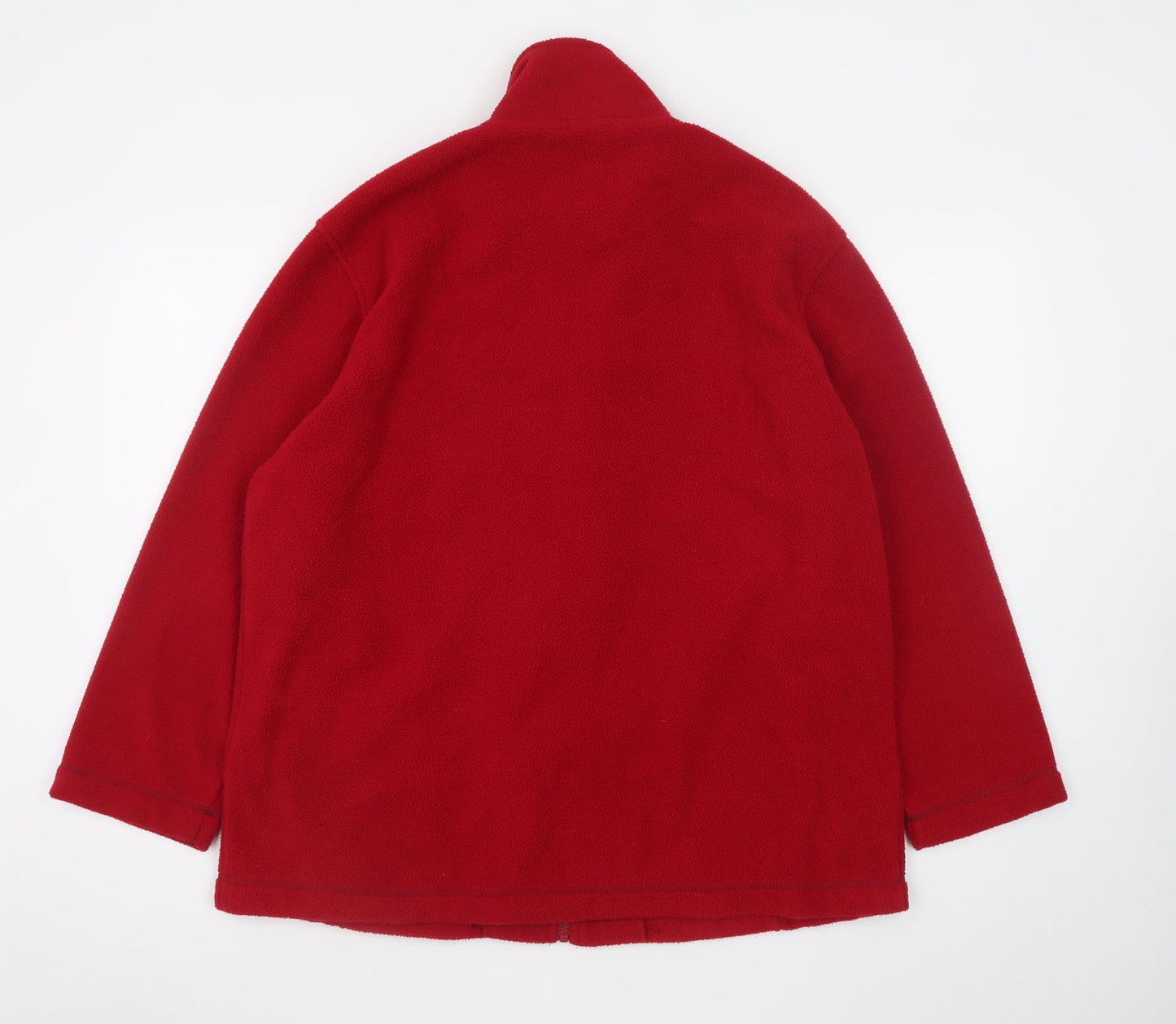 Classics Women Red Embroidered Fleece Jacket Size 16/18 Full Zip