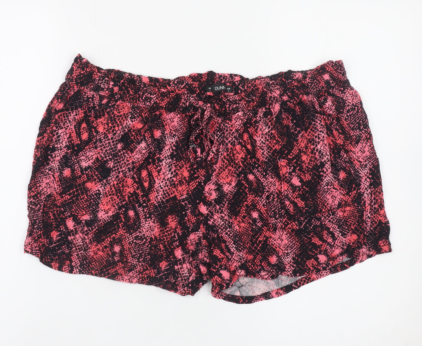Dunnes Women Pink Black Snakeskin Print Relaxed Shorts Size L