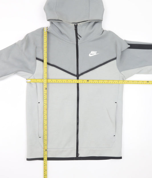 Nike Men's Grey Full Zip Hoodie Size S Lightweight Cotton