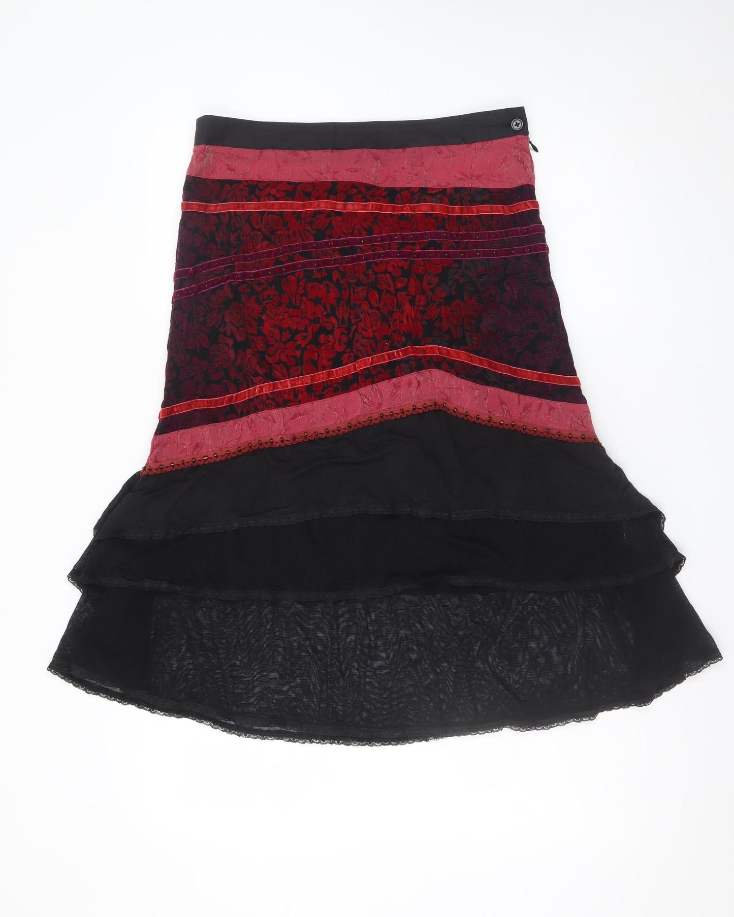 Sasha Womens Multicoloured Floral Flared Knee Length Skirt Size 12