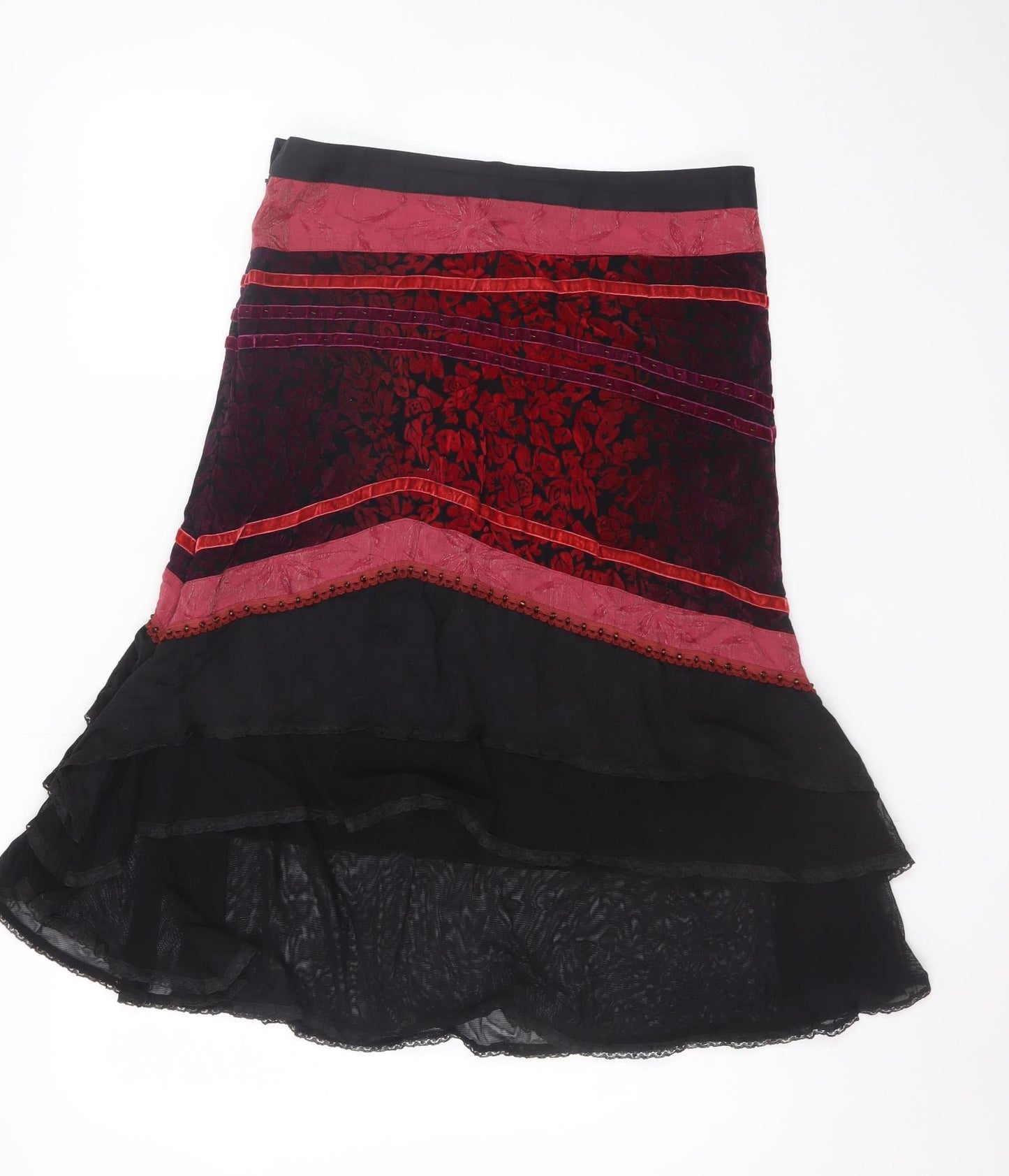 Sasha Womens Multicoloured Floral Flared Knee Length Skirt Size 12