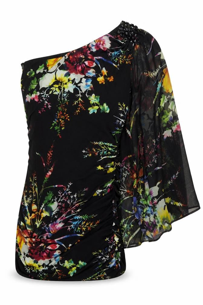 Star by Julien Macdonald Women’s Multicoloured Floral One Shoulder Knee Length Dress Size 14